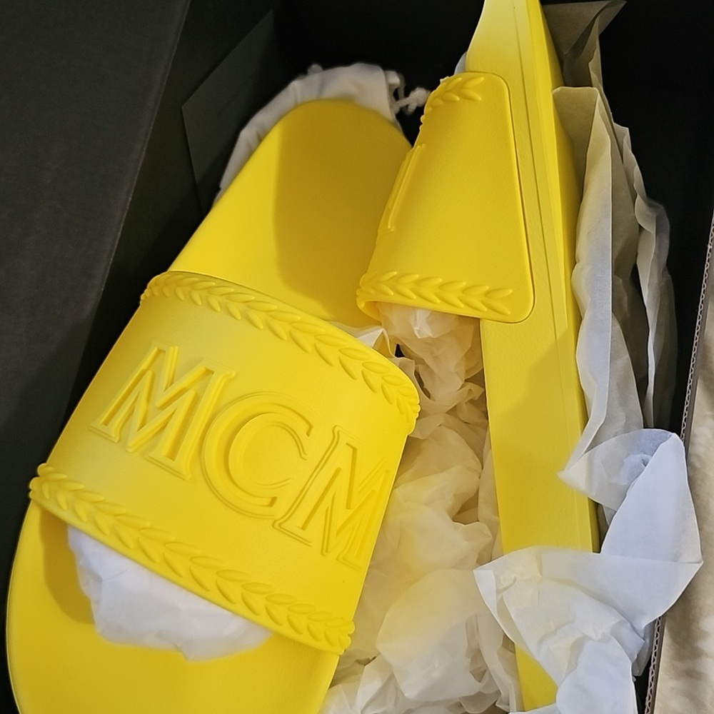 MCM Bold Yellow Men's Slide Sandals